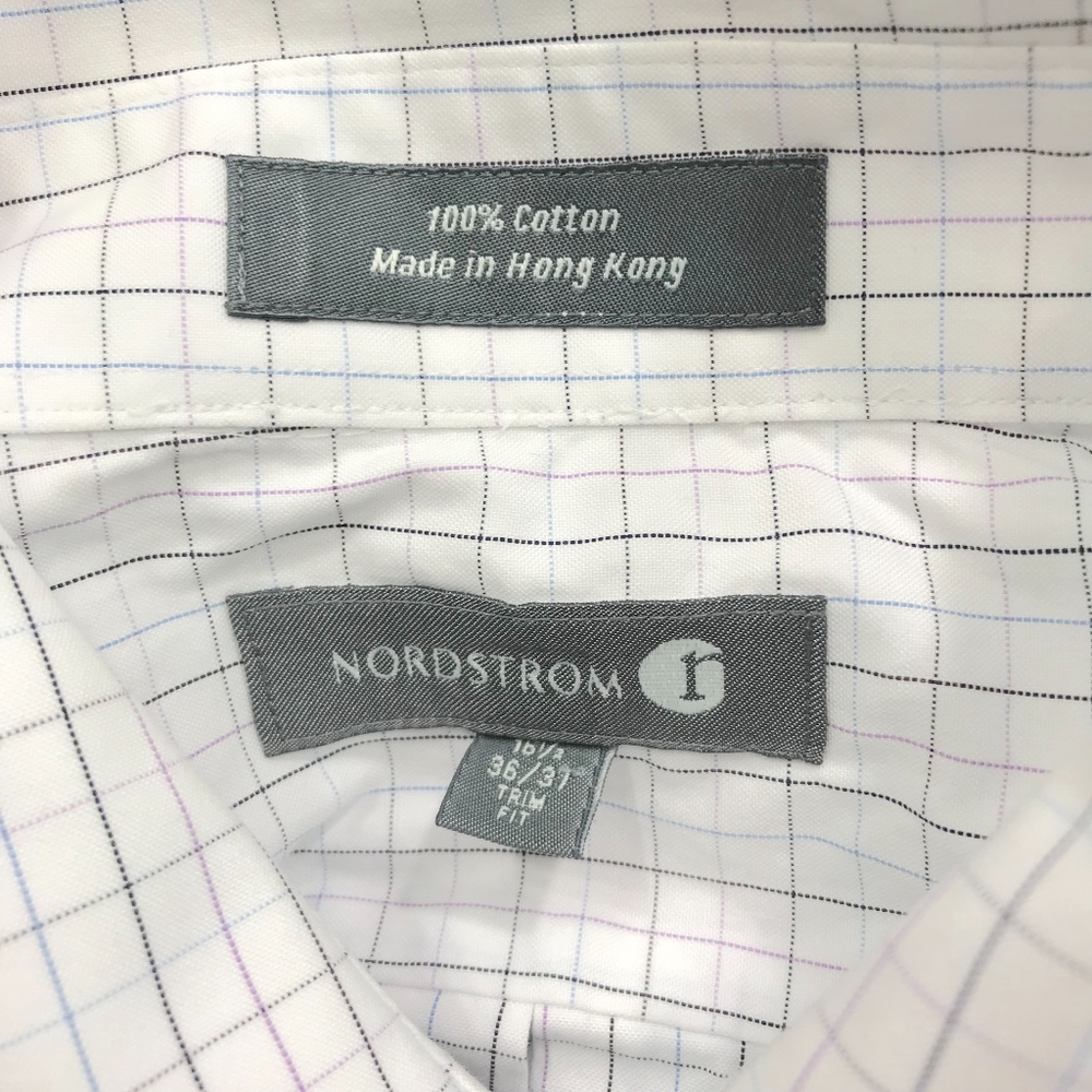 Nordstrom Rack Grid White Button Up Trim Fit - image 7